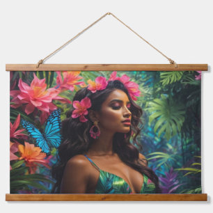 Wood met bovenzijde wandtapijt hangend wandkleed