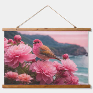 Wood met bovenzijde wandtapijt hangend wandkleed