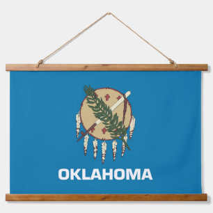 Wood met bovenzijde wandtapijt met vlag van Oklaho Hangend Wandkleed