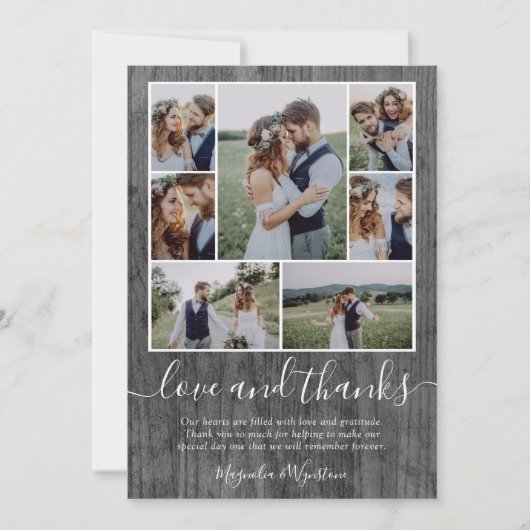 Wood Photo Collage Amour et Merci Mariage (Devant)