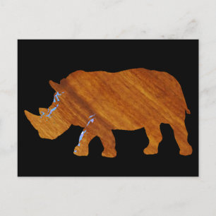 wood rhino zoo animal briefkaart
