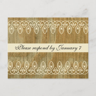 Wood Rings RSVP Briefkaart, gouden tint Uitnodiging Briefkaart