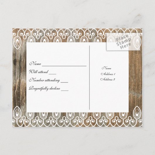 Wood Rings RSVP-Briefkaart Uitnodiging Briefkaart (Achterkant)