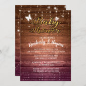 Wood Rustic Light Baby shower Kaart (Voorkant / Achterkant)