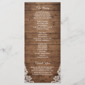 Wood Rustic String Lights Lace Wedding Programme (Dos)