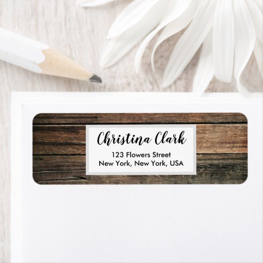 Wood Rustic Texture Personalized Custom Address Etiket (Insitu)
