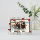 Wood Rustic Valentine's Day LOVE Hearts Carte phot (Debout devant)
