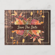 Wood Save the Date Fall verlaat de Thanksgiving