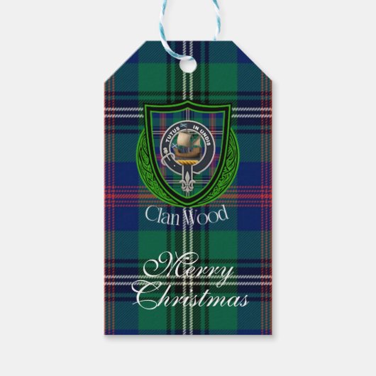 Wood Scottish Clan Tartan & Crest Cadeaulabel (Voorkant)