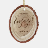 WOOD SLICE First kerst Engaged Ornament Gift (Rechts)