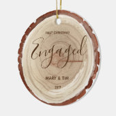 WOOD SLICE First kerst Engaged Ornament Gift (Links)