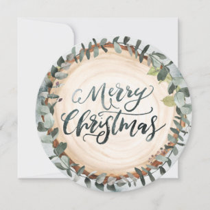 Wood Slice Merry Christmas Feestdagenkaart