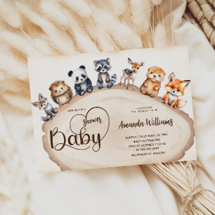 Wood Slice Woodland Baby Dieren Baby shower Kaart