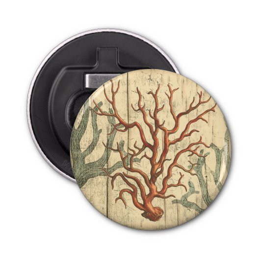 Wood & Small Coral Button Flesopener (Voorkant)