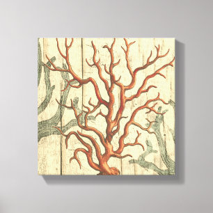 Wood & Small Coral Canvas Afdruk