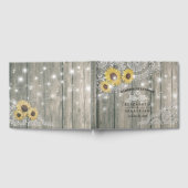 Wood Sunflower Lace String Light Wedding Guestbook Gastenboek (Volledig)