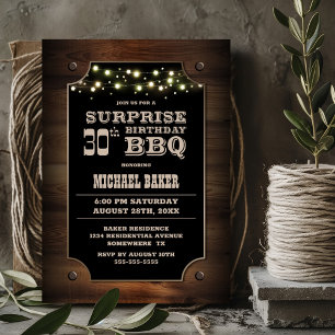 Wood Surprise 30e verjaardag BBQ Kaart