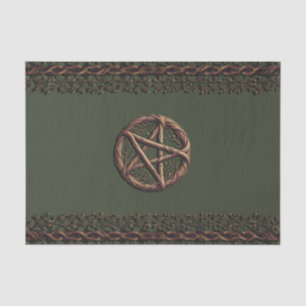Wood Twig Pentacle Olive Green Wiccan Tissuepapier