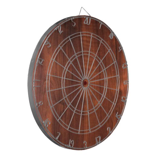 Wood WALNUT afwerking KOPEN BLANK Blanche + TEKST Dartbord (Voorkant Links)