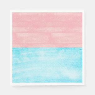 Wood Waterverf Roze en Blauw Baby Gender Reveal Servet
