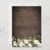 Wood & White Roses & Lantern Watercolor wedding Kaart (Achterkant)