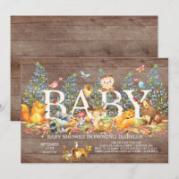 Wood Woodland Neutral Baby shower Invitation