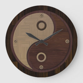 Wood Yin Yang Wall Clock Grote Klok