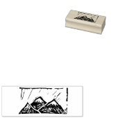 Woodblock Mountain Stamp Rubberstempel (Gestempeld)