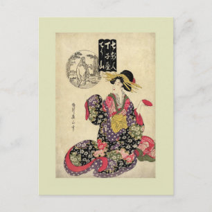 Woodblock print door Eizan Briefkaart