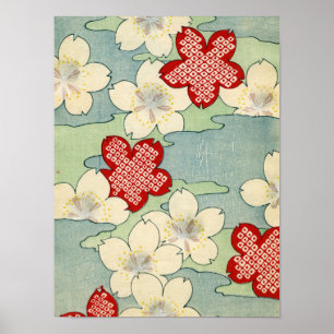 Woodblock Print of Dogwood Blossom