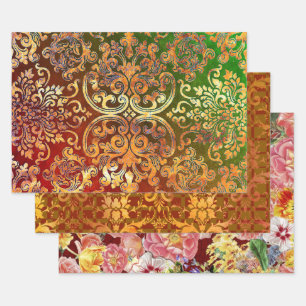 Woodbury Damask en Flower Festival Inpakpapier Vel