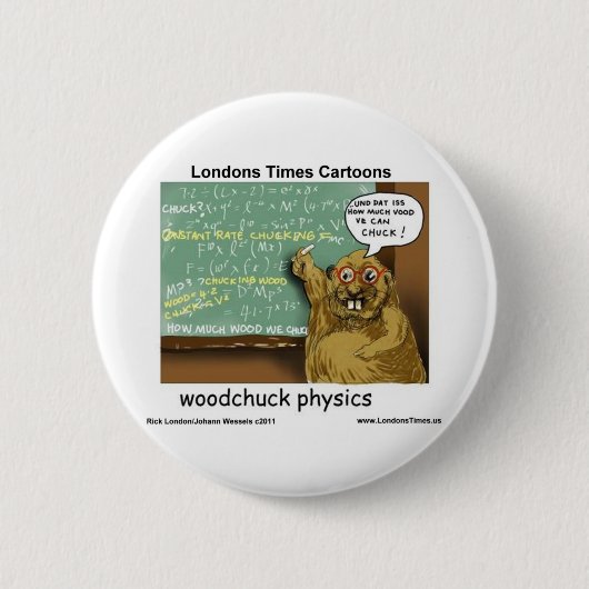 Woodchuck Physics Funny Gifts T - shirts Mokken &  Ronde Button 5,7 Cm (Voorkant)