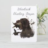 Woodcock Hunting met German Wirehaered Pointer Kaart (Staand voorkant)
