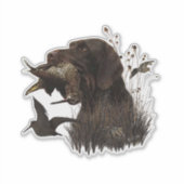 Woodcock Hunting met German Wirehaered Pointer Sticker (Voorkant)