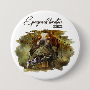 Woodcock jacht met Brittany Spaniel Ronde Button 7,6 Cm