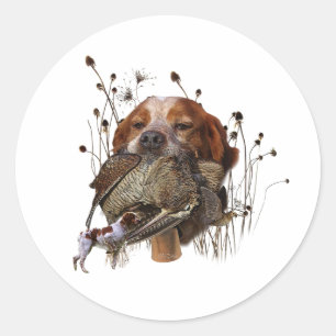Woodcock jacht met Brittany Spaniel Ronde Sticker