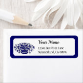  Woodcut Blue Floral Editable Address Label (Insitu)