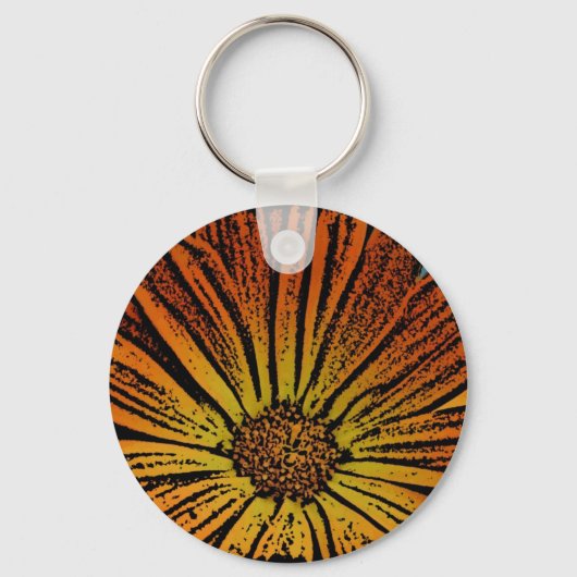 Woodcut Daisy Sleutelhanger (Voorkant)