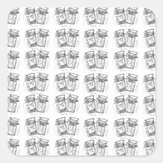 Woodcut Pill Bottles Pattern Sticker (Voorkant)