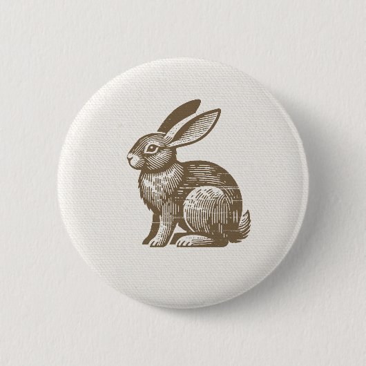 Woodcut Rabbit Button (Voorkant)