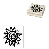 Woodcut Sun of Sunflower Rubber Art Stamp Rubberstempel (Gestempeld)