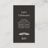 Woodcut Wreath Party Ticket - Black (Dos)