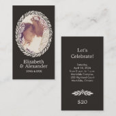 Woodcut Wreath Party Ticket - Black (Devant / Derrière)