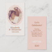 Woodcut Wreath Party Ticket - Ivory (Devant / Derrière)