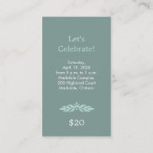 Woodcut Wreath Party Ticket - Mint (Dos)