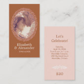 Woodcut Wreath Party Ticket - Rust (Devant / Derrière)