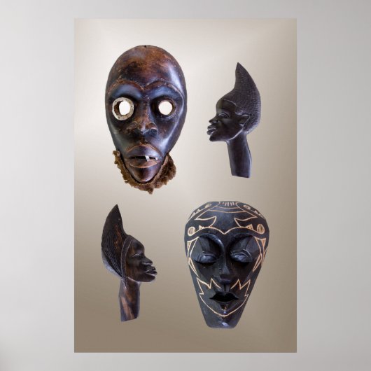 Wooden African maskers Poster (Voorkant)