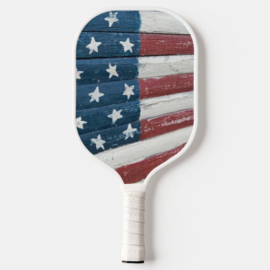 Wooden American Flag Pickleball Paddle (Achterkant)