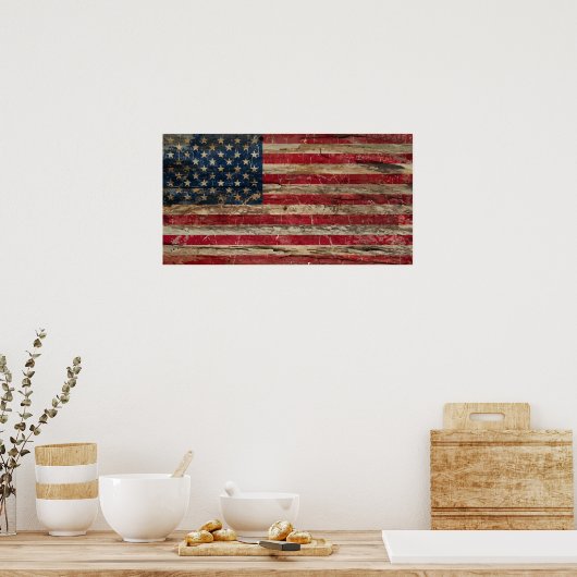 Wooden  Amerikaanse vlag Poster (Keuken)
