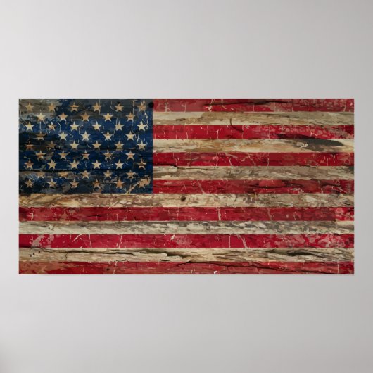 Wooden  Amerikaanse vlag Poster (Voorkant)